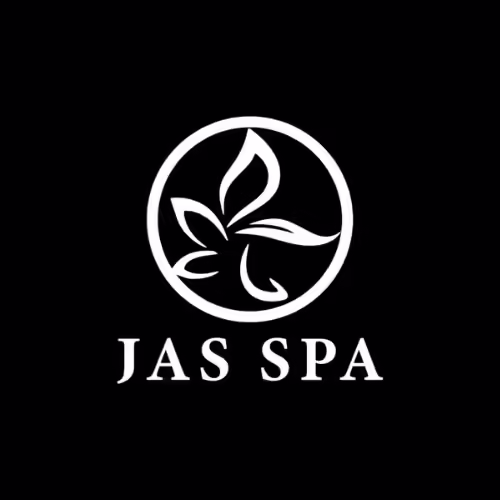 Jas Spa logo: stylized flower in a circle