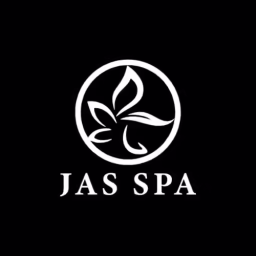 Jas Spa logo: stylized flower in a circle